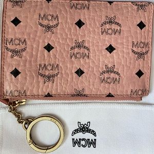 MCM Pink keychain wristlet coin purse